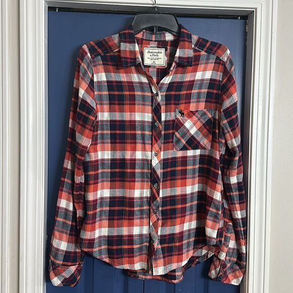Abercrombie & Fitch Women’s Plaid Flannel Button Down Size M - Picture 2 of 5